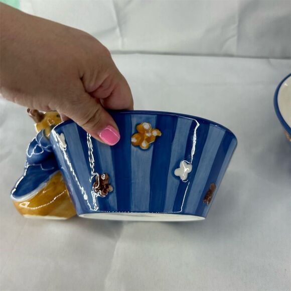 Harry & David Ceramic Moose Snack Bowl Blue Moose Tracks Design 2007 - Picture 4 of 10